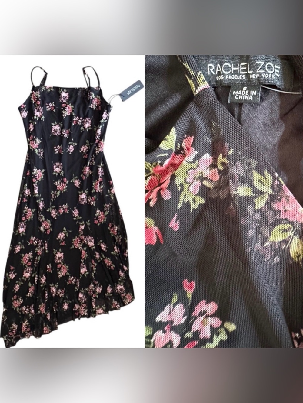 Rachel Zoe Black Floral Dress Size Small S NWT